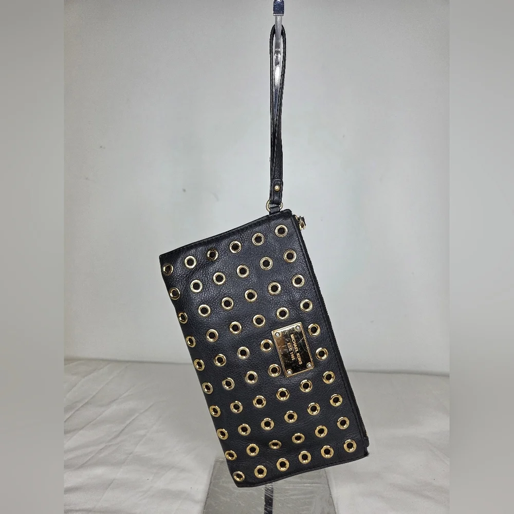 Michael Michael Kors Black and Gold Women's Clutch - Picture 2 of 11